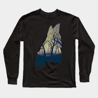 Wolf Howling with Forest inside Long Sleeve T-Shirt